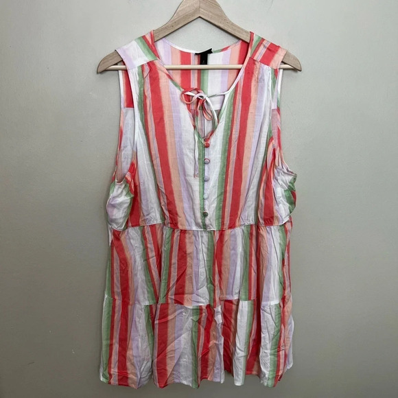 Torrid • TIERED TANK - TEXTURED STRETCH RAYON MULTI STRIPE - Picture 3 of 8